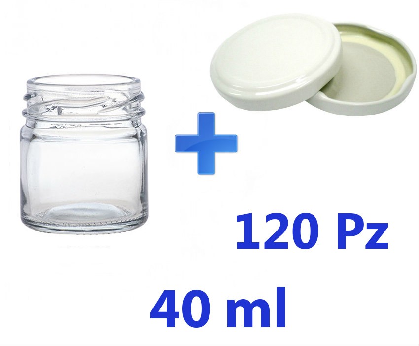  120 Barattoli vasetti vetro per monodose e mignon 40 ml con tappo 
