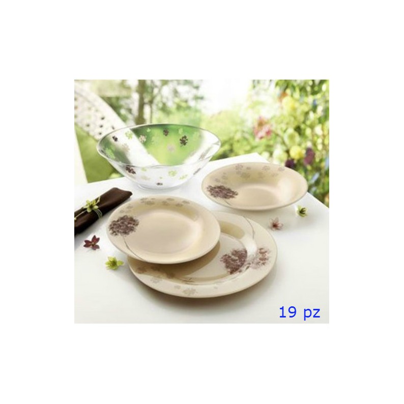 SERVIZIO PIATTI DA TAVOLA IN ARCOPAL Pz 19 STELLA CHOCOLAT LUMINARC
