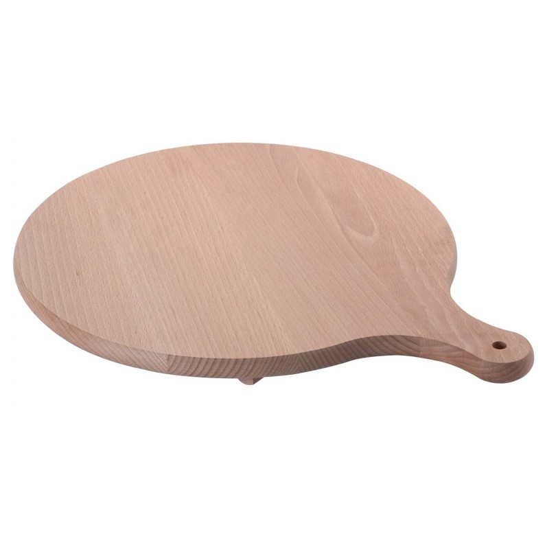 Tagliere In Legno Per Pizza Con Manico - 25,5 Cm - Palette Rotonda Per Servire Pane, Formaggi E Antipasti