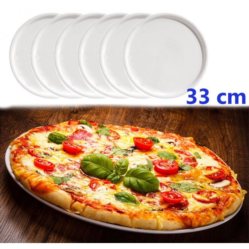 Set 6 Piatti Pizza porcellana bianca   D 33 cm   NAPOLI 
