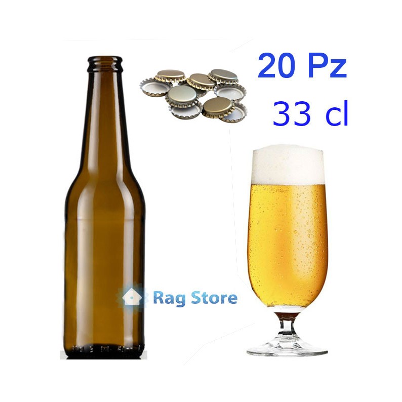 kit 20 bottiglie in vetro vuote per fare la birra da 330 ml - 33 cl