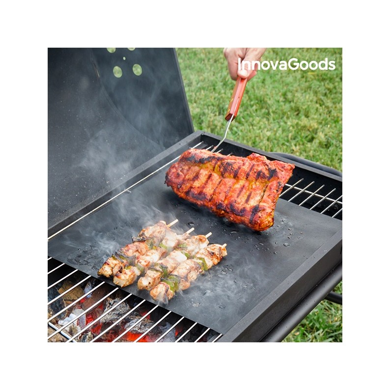 Tappetino per barbecue a gas, antiaderente, in teflon, riutilizzabile, per barbecue a gas e carbone, griglia elettronica, forno, resistente al calore