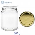 Vasetto vetro per miele con celle e tappo alveare 500 grammi