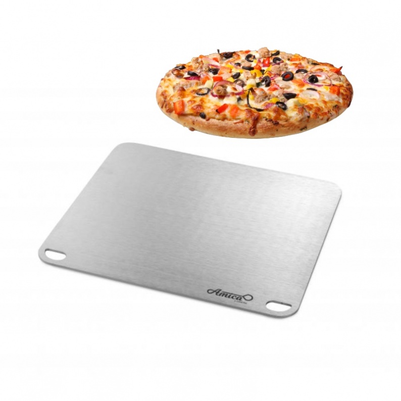 Piastra in acciaio per cottura Pizza in forno cm 40x35 - Gimetal