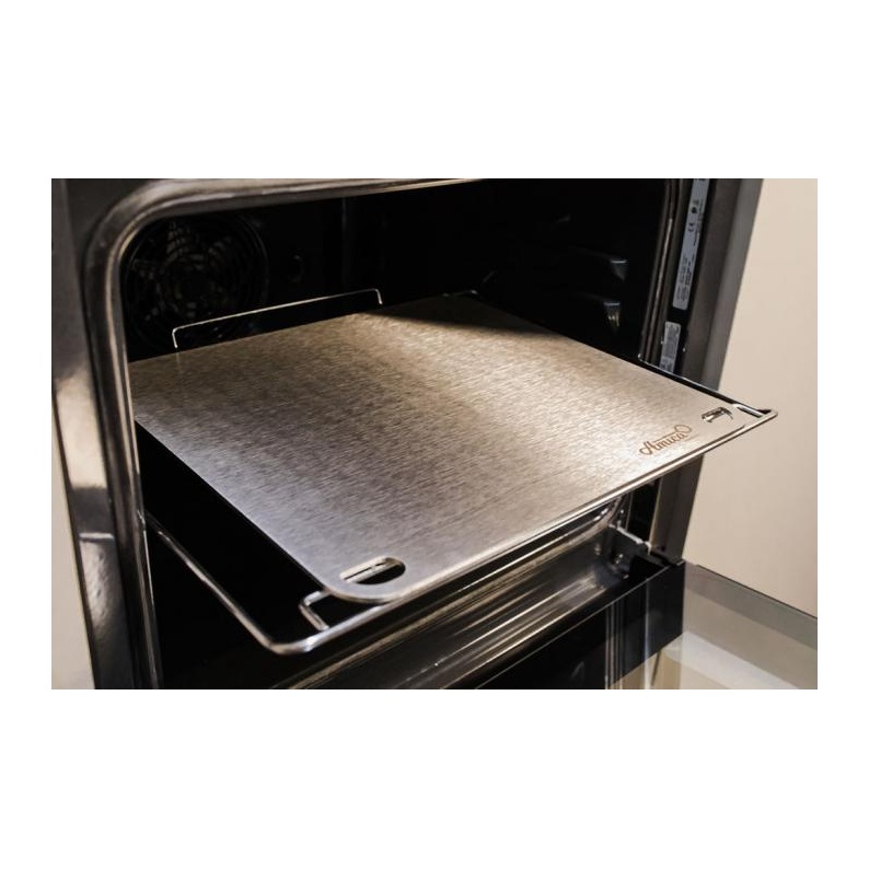 Piastra in acciaio per cottura Pizza in forno cm 40x35 - Gimetal