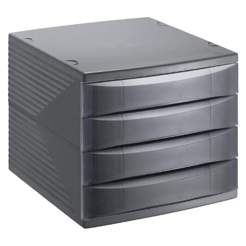 Cassettiera Portadocumenti HAN SET-ARMADIO - 5 Cassetti Aperti, Grigio, Fino Formato C4 - Made In Germany