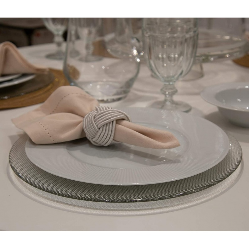 Set 6 Sottopiatti Trasparenti Ø33cm Con Bordo Rigato - Decorativi Per Tavola - Foto 8