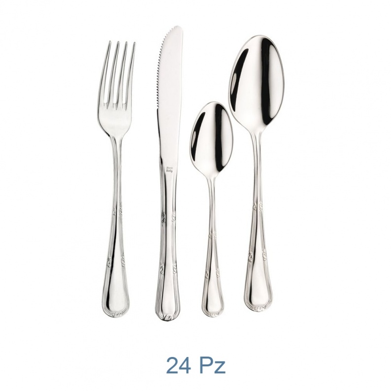 Pinti Synthesis Set Di Posate 24 Pezzi In Acciaio Inox – Servizio Da Tavola Elegante Per 6 Persone, Cucchiai, Forchette, Coltelli, Adatto A Ogni Stile