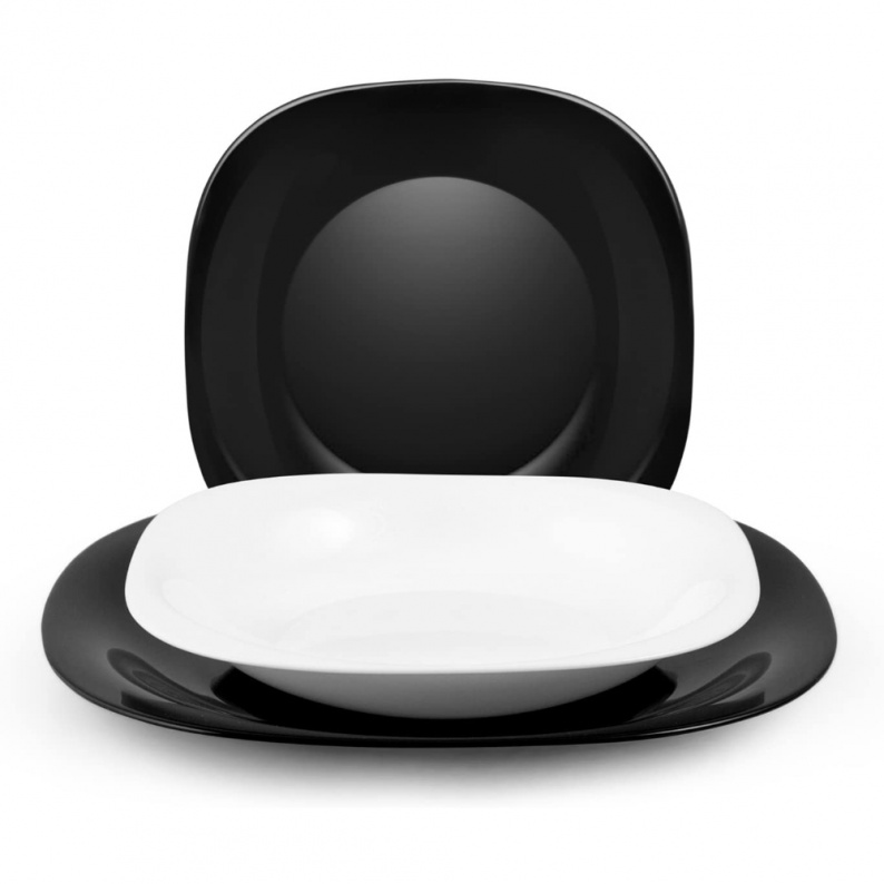 Servizio piatti bianco e nero Luminarc 18 pezzi per 6 persone modello eclypse 