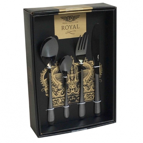 XJST Set Di Posate In Acciaio Inox Forgiato 24 Pz, Design Classico E Semplice, Set Di Argenteria In Acciaio Inox Per Casa/Ufficio/Feste,Black Gold - Foto 5