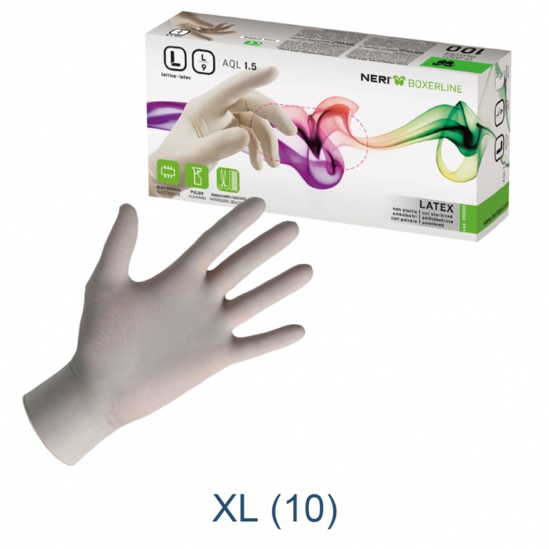 Maxter Guanti Monouso In Lattice Naturale Con Polvere, Confezione Da 100 Pezzi, Taglia M, Bianco, Uso Multiplo Per Pulizie E Professionale