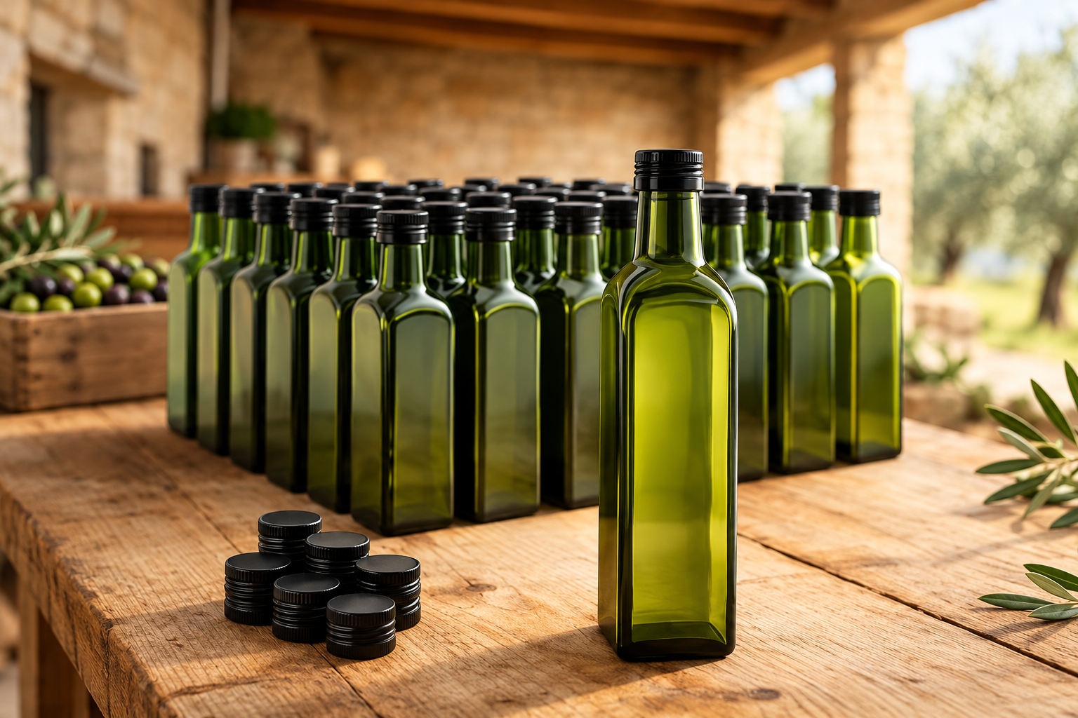 bottiglie olio vetro