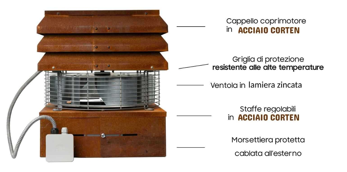 Aspirafumo elettrico in acciaio corten