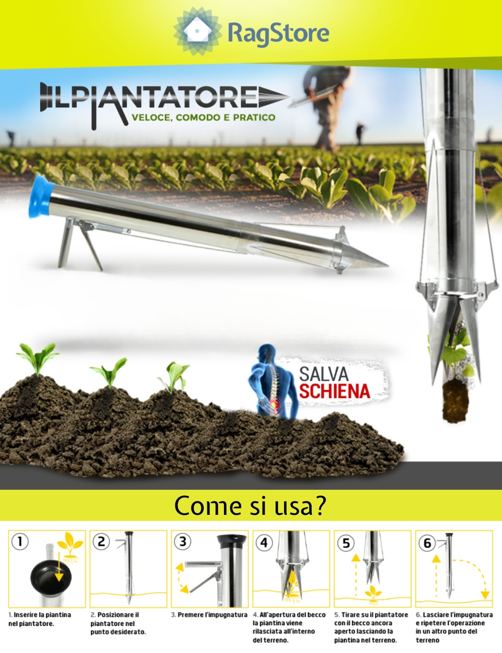 Piantatore per piantine a 3 bocche