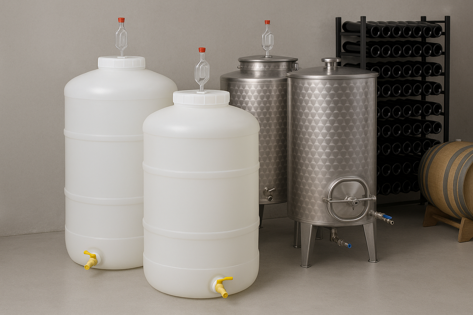 botte acciaio o plastica per vinificazione